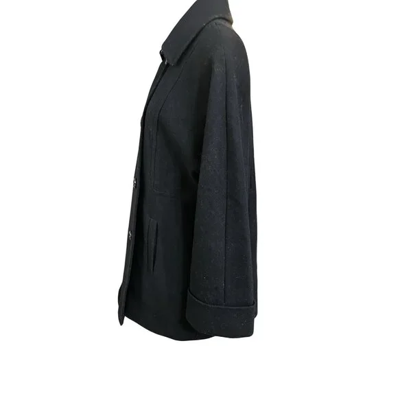 Women’s Trina Turk Double Breasted Black Wool Coat - Size 10 - Picture 5 of 8